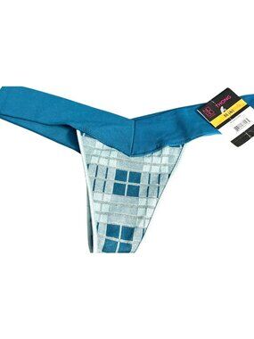 No Boundaries Seamless Thong MED (6) Blue Plaid Design NWT M